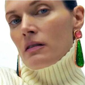 Zara Vibrant Green and Pink Earrings